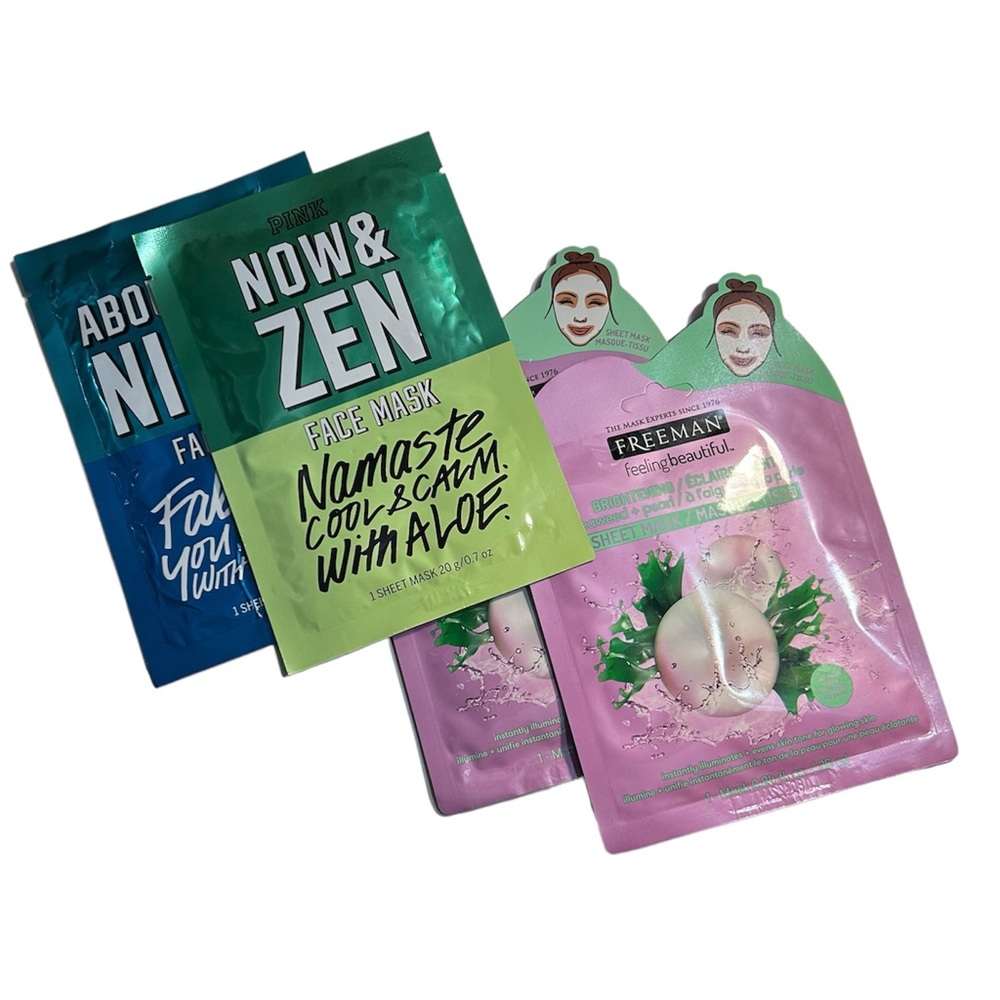 2 PINK by Victoria Secret and 2 Freeman Seaweed and Pearl Facemask Bundle